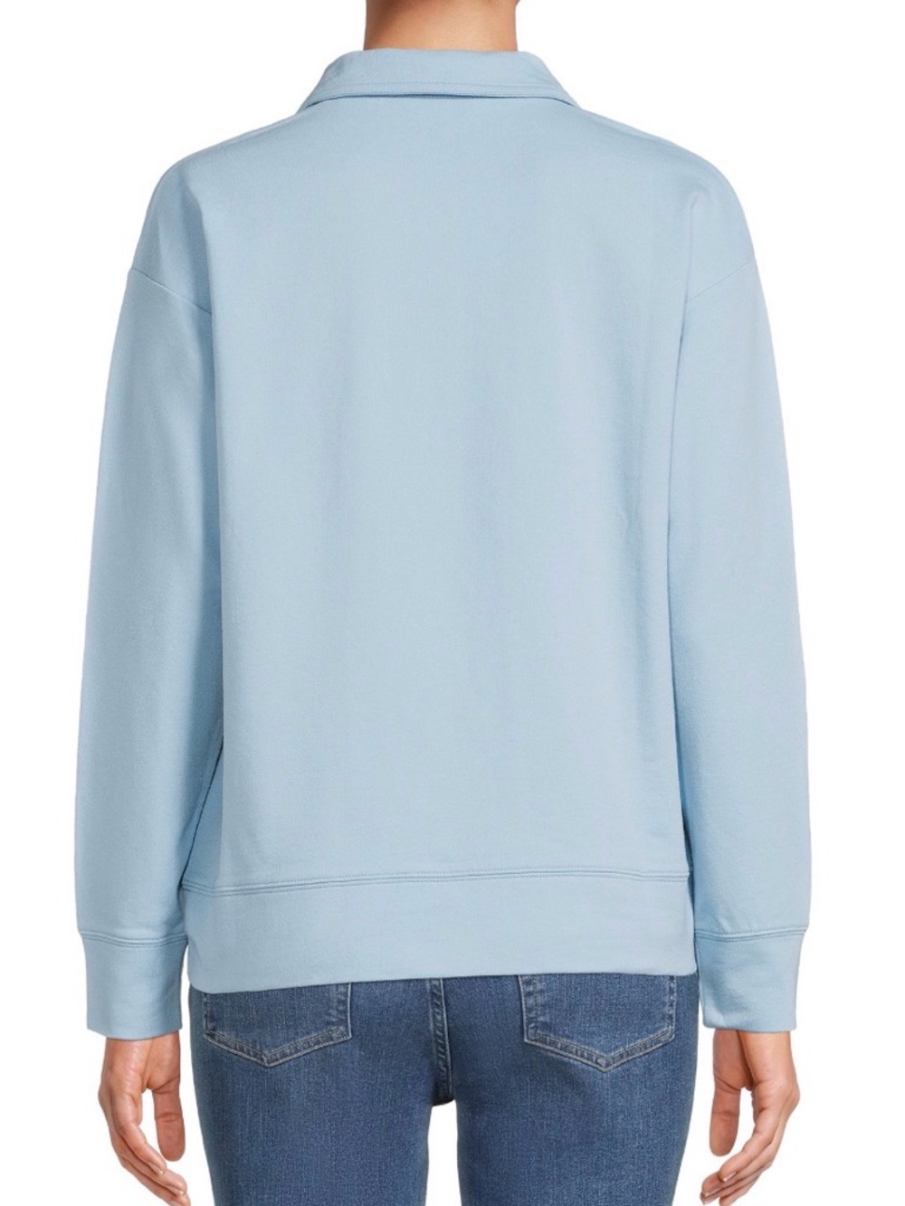 Time and Tru Light Blue Half-Zip Polo Sweatshirt - Picture 2 of 7